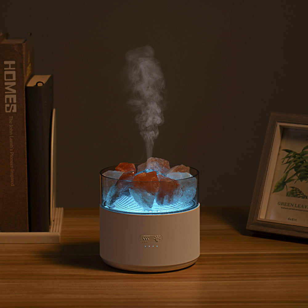 Cool Mist Impeller Air Humidifier Crystal Salt Aroma Diffuser Essential Oil Fogger Ambient Light Incense Machine for Home Decor