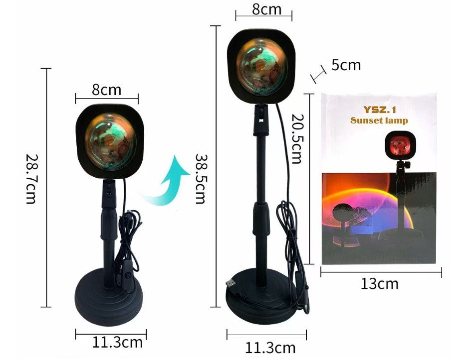 Rechargeable Rainbow Sunset Projection Lamp Atmosphere LED Night Light for Bedroom Home Decor