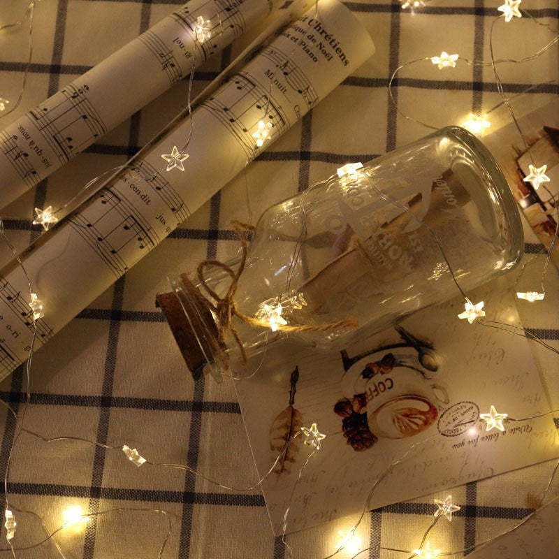 Newsoo Copper Wire Star LED String Lights Flashing Fairy Lights for Room Dorm Girl Heart Decoration