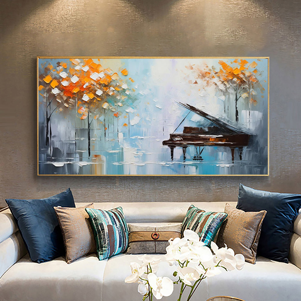 Handmade Oil Painting – Palette Knife Tree Abstract Landscape Canvas Wall Art for Home & Office Decor