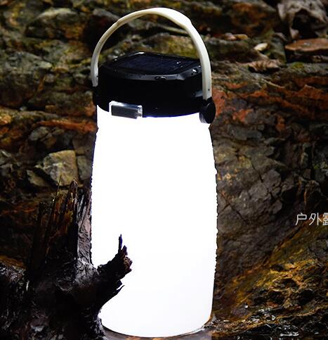 Portable Solar Silicone Lantern Bottle Light USB Rechargeable LED Camping Hiking Waterproof Night Lamp