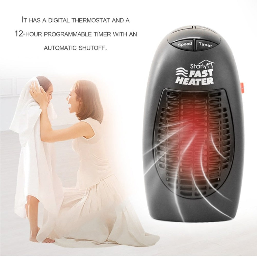 Electric Heater 360 Degree Rotating Plug Mini Heater Portable Small Appliance for Home Office Fast Heating