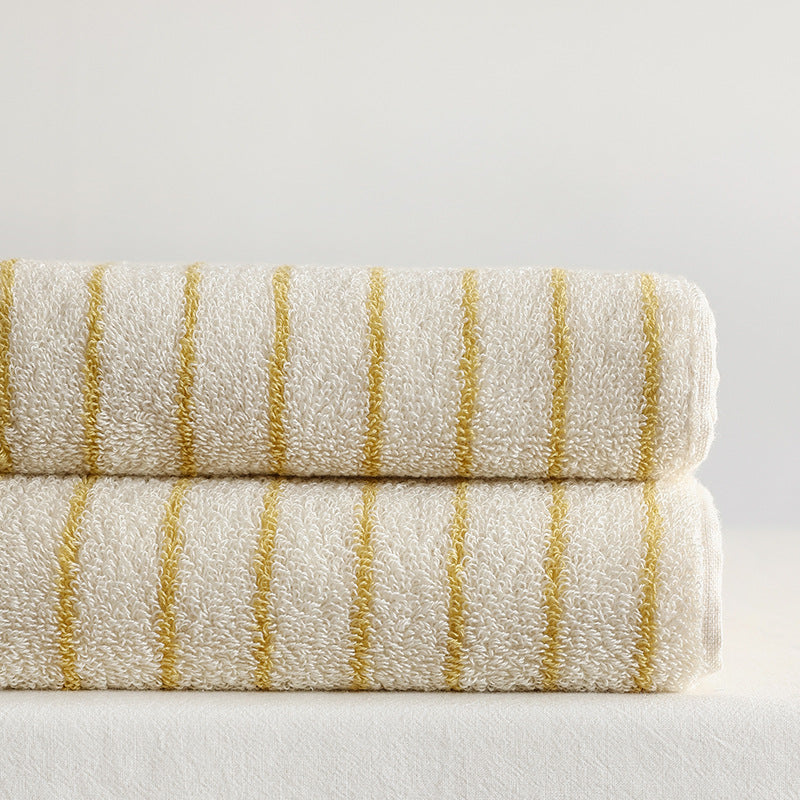 Family Cotton Bath Towels Long Staple Yarn Dyed Rhombus Stripe Soft Absorbent Large Towel