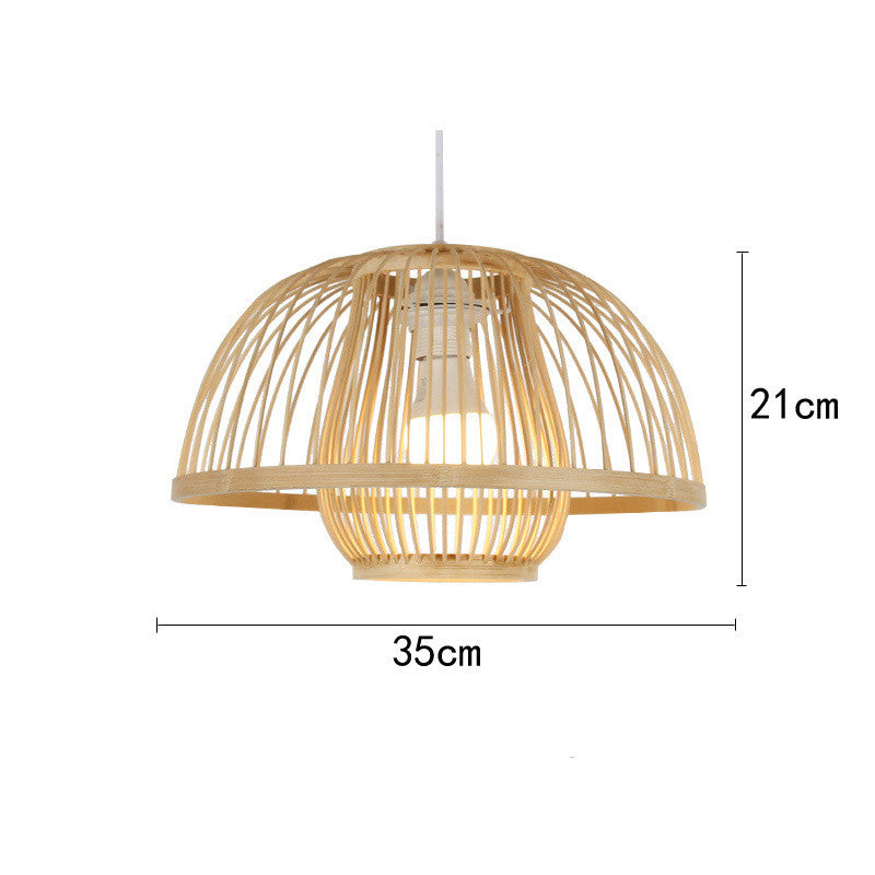 Chinese Style Bamboo Chandelier – Creative Round Pendant Light for Lobby Atmosphere Decor