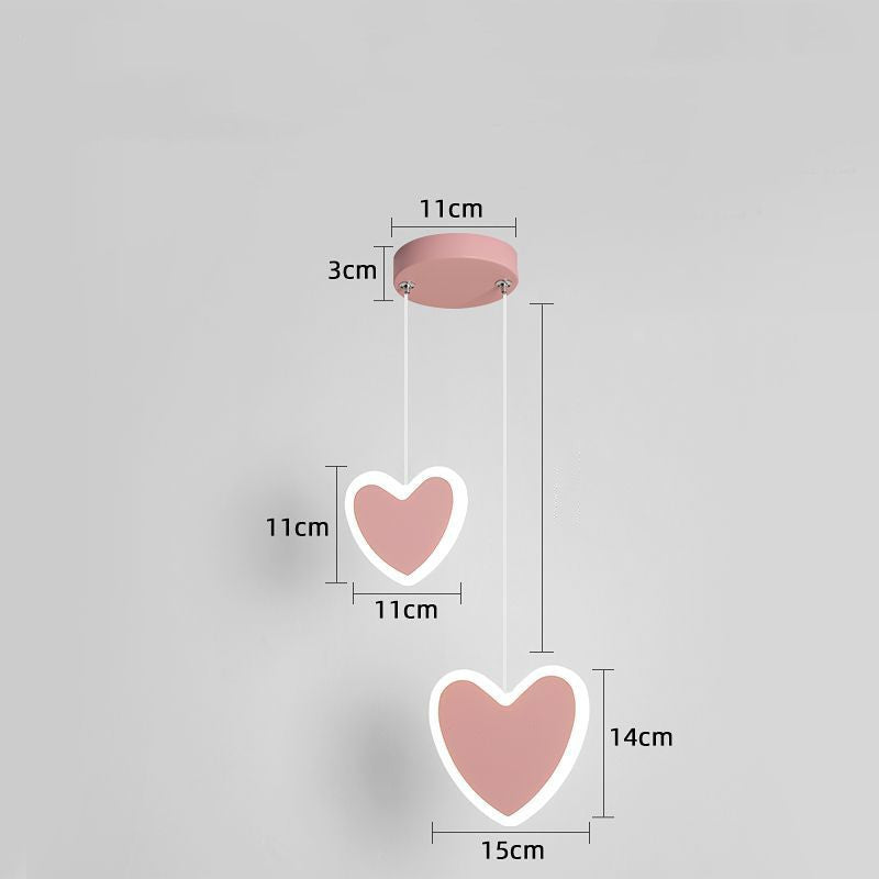 Heart-Shaped Butterfly Flower Chandelier – Children's Bedroom Ceiling Lamp