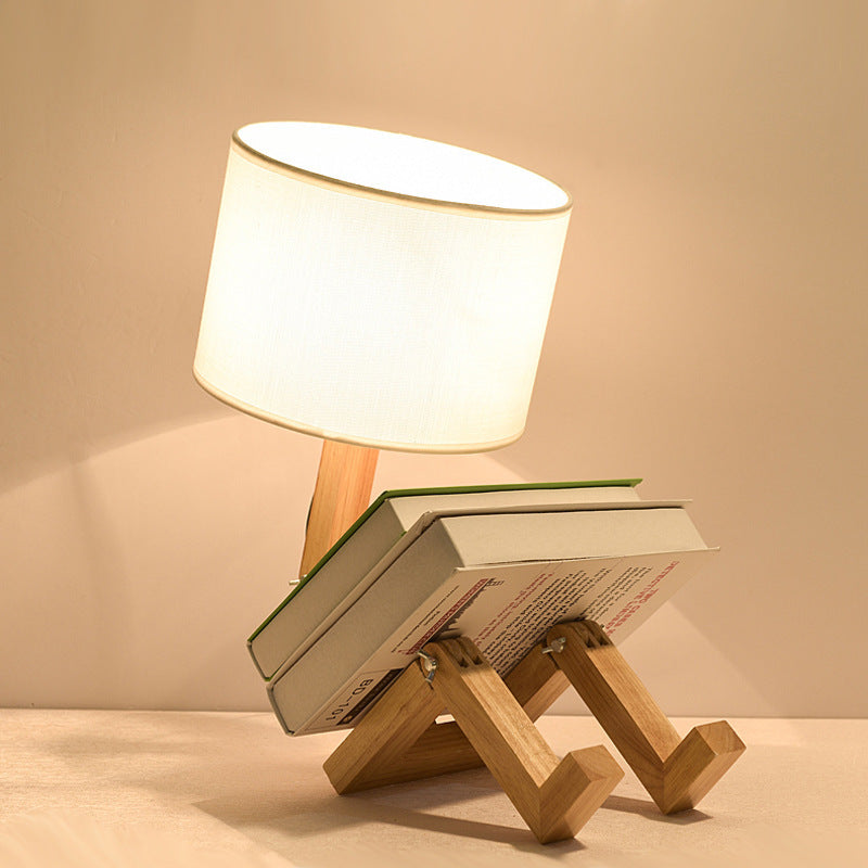 Creative Nordic Wooden Desk Lamp for Bedroom | Modern LED Bedside Light & Gift