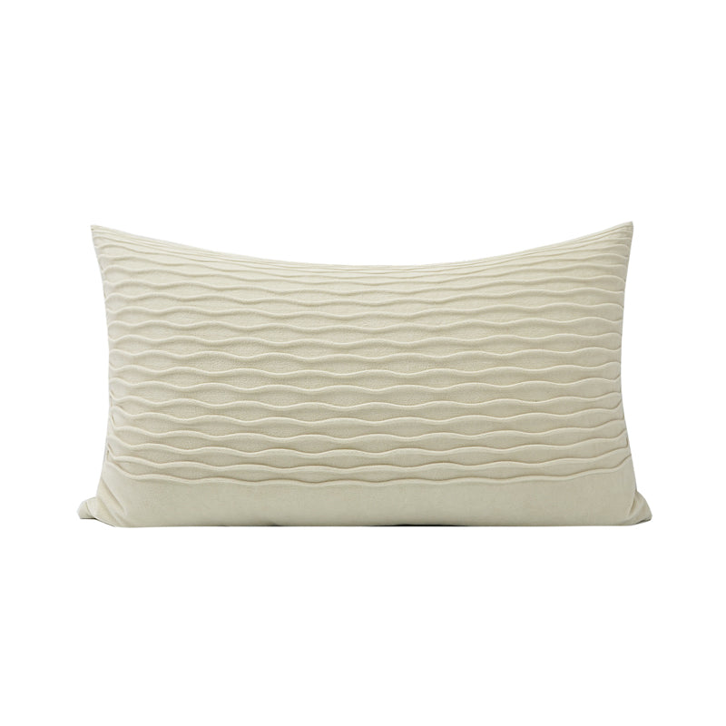 Beige Wave Pattern Pillow Nordic Modern Minimalist Waist Cushion for Sofa Home Office Decor