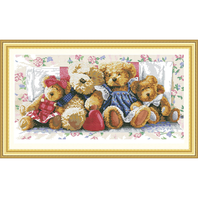 Bear Cross Stitch Kit – DIY Embroidery Craft Set for Home Decor & Gift