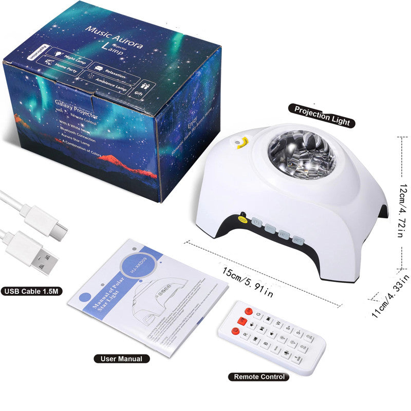USB Water Pattern Bluetooth Music Ocean Star Projector Lamp LED Night Light for Bedroom Relaxation Decor