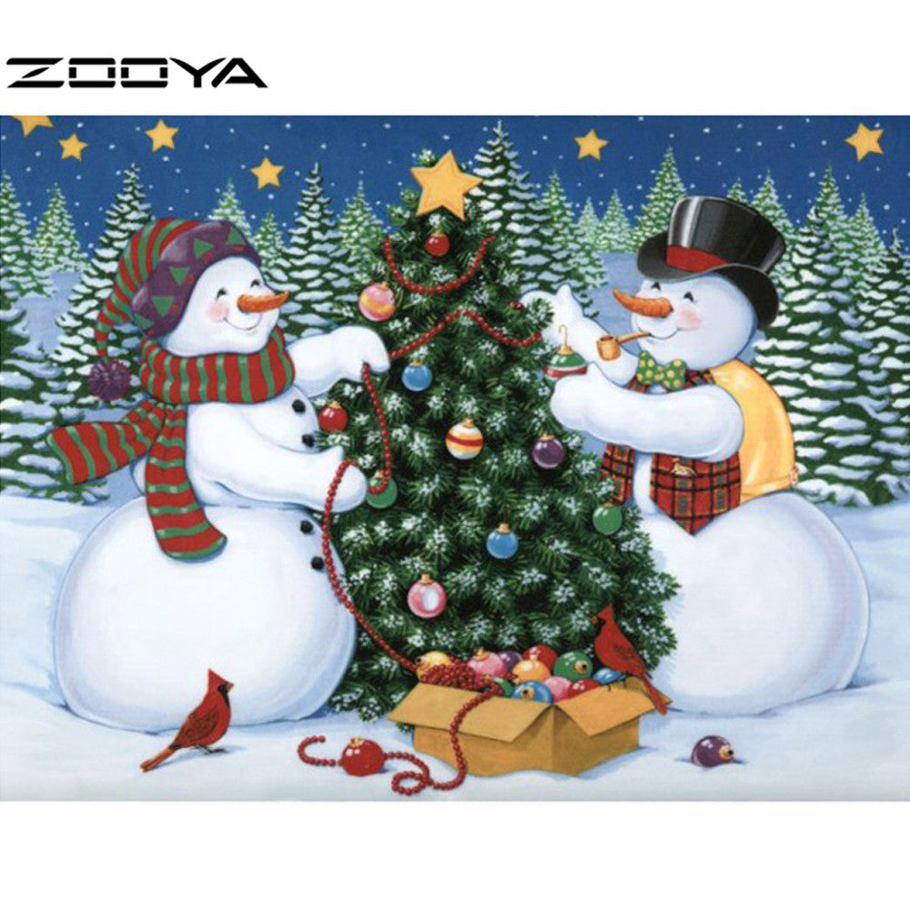Christmas Snowman & Tree Diamond Painting DIY 5D Diamond Embroidery Cross Stitch Rhinestone Wall Decor Kit