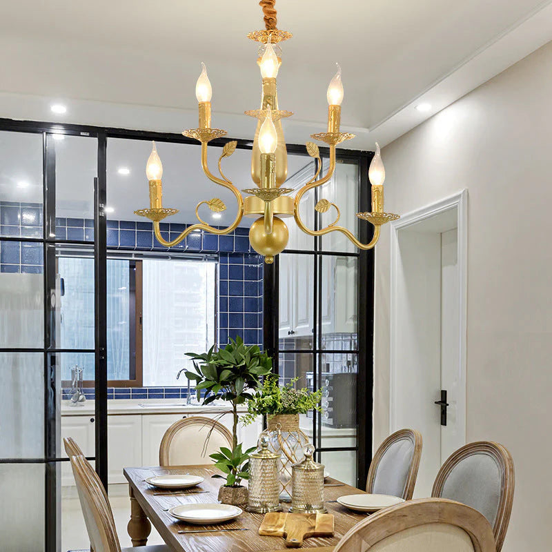 Living Room Bedroom Aisle Wrought Iron Candle Crystal Chandelier