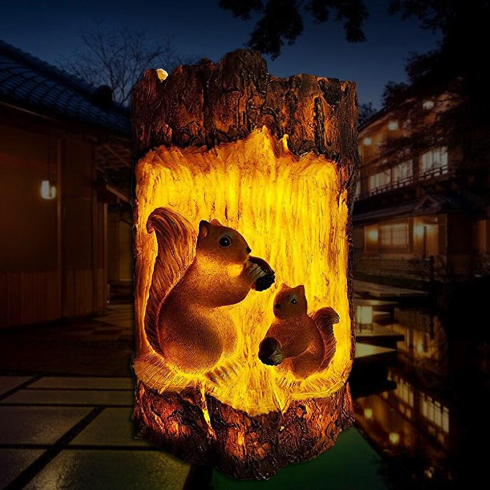Resin Solar Stump Owl Lawn Light LED Outdoor Garden Night Light Decorative Solar Lamp for Yard Patio Decor