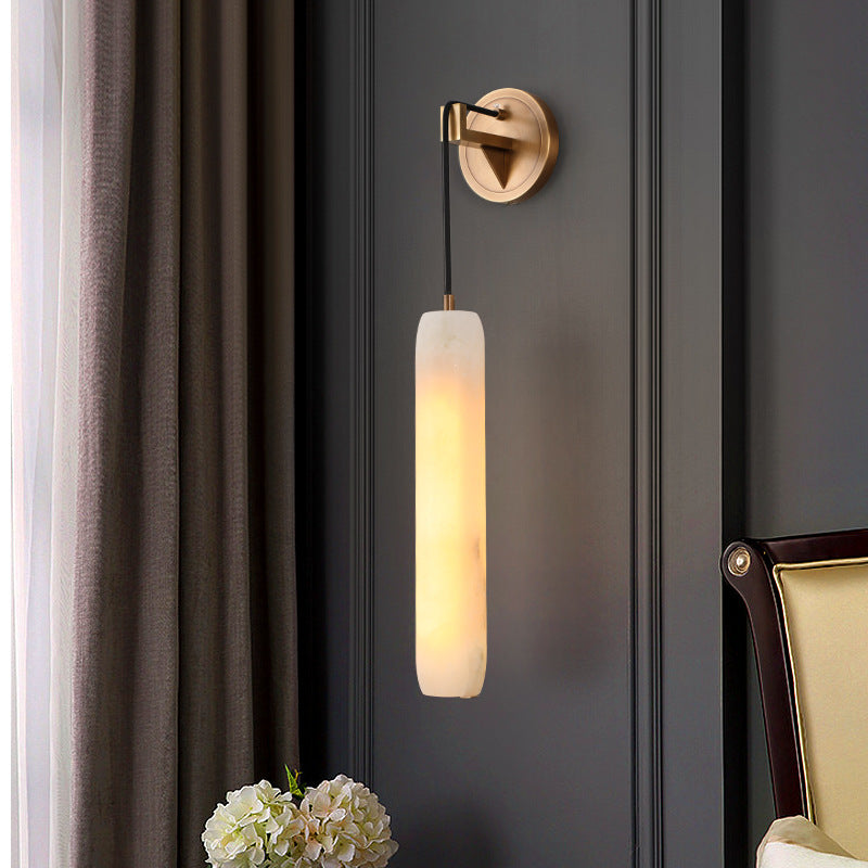 Natural Marble Strip Pendant Light – Bedroom Copper Droplight