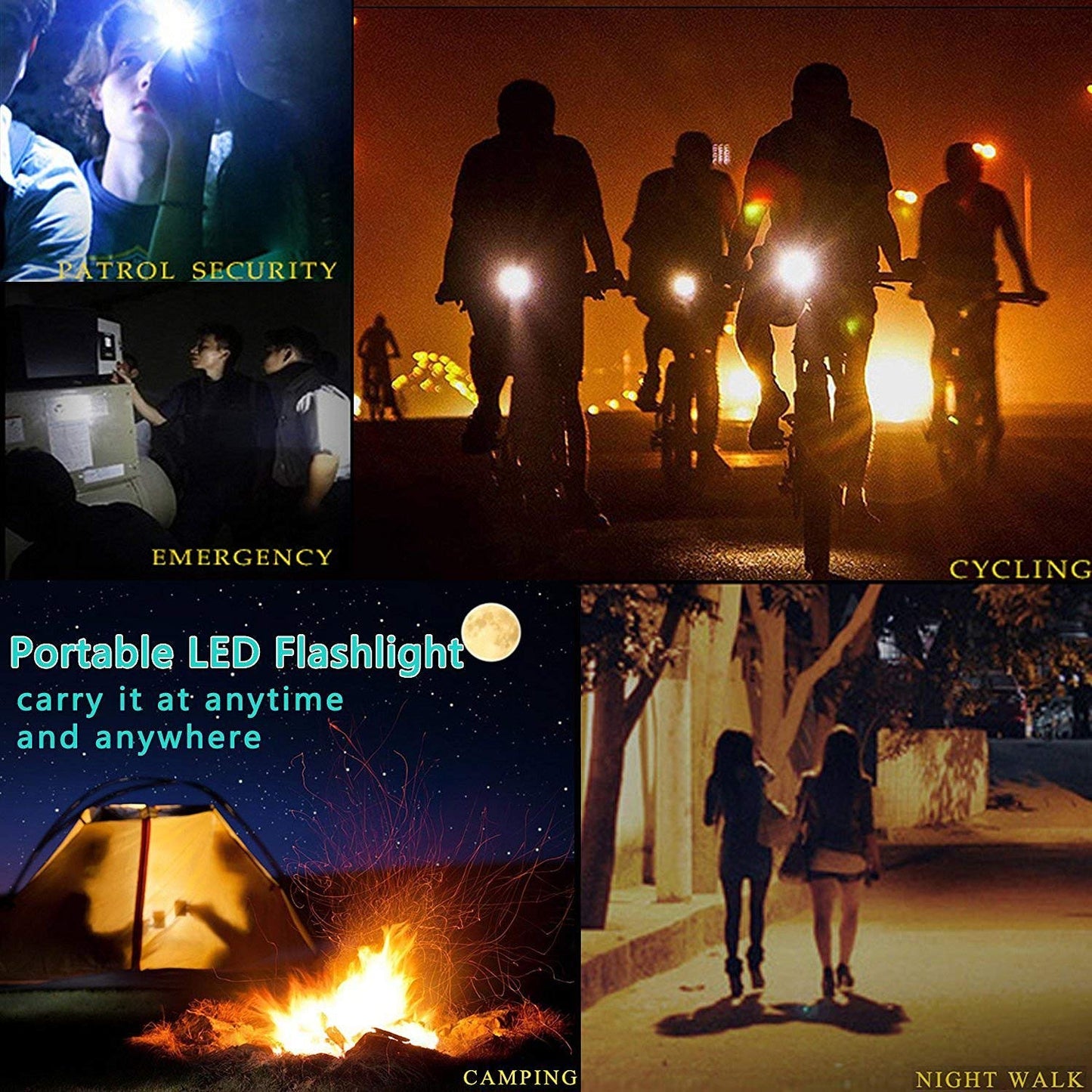 Tactical Portable LED Flashlight 1000 Lumens 5 Modes Rechargeable Torch for Outdoor Camping and Emergency Use