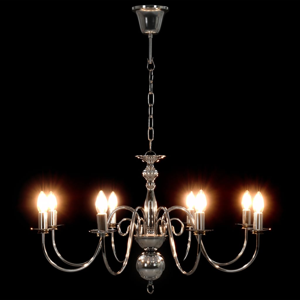 Silver 8-Light Chandelier for E14 Bulbs – Elegant Ceiling Lighting Fixture