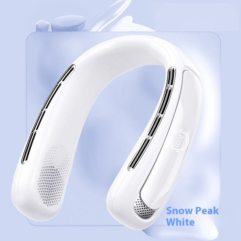 Five Gear Neck Fan USB Charging Portable Refrigeration Halter Fan with Digital Display for Outdoor Cooling Use
