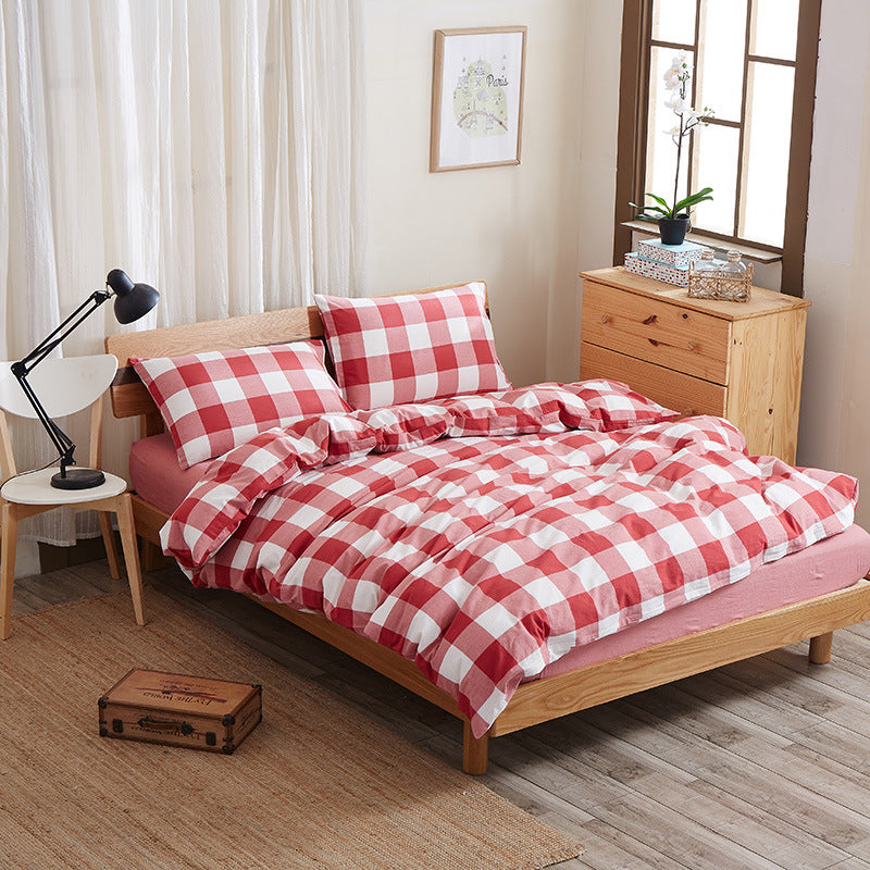 Pure Cotton 4 Piece Bed Sheet Set Soft Breathable Bed Linen Bedding Set for Home Comfort