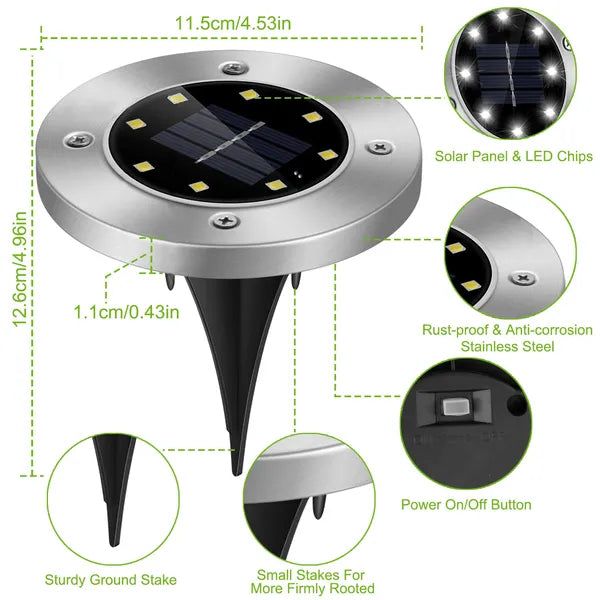 4Pcs Solar Ground Lights – IP65 Waterproof In-Ground Pathway & Garden Deck Decorative Lamps