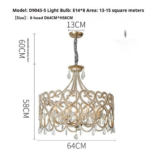 Aged Crystal Chandelier – French Luxury Living Room Lighting