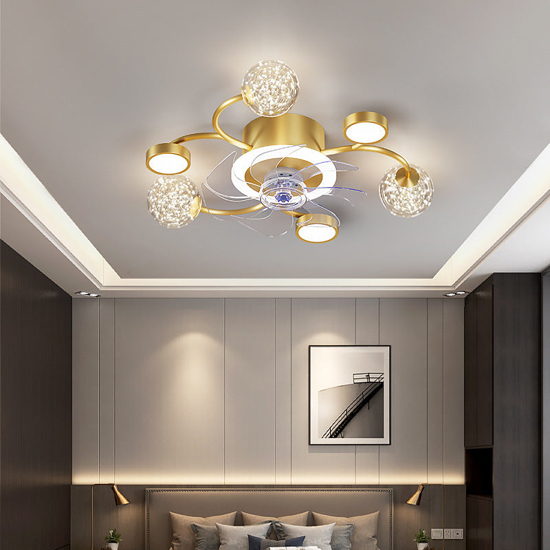 Modern Smart Ceiling Fan Lamp – Bedroom LED Fan Light with Remote Control