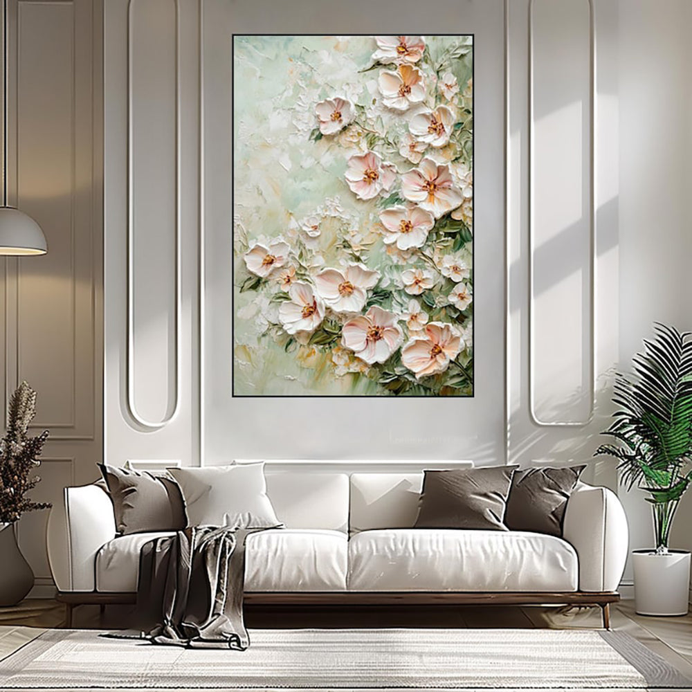 Handmade 3D Texture Flower Oil Painting on Canvas Modern Abstract Wall Art for Home Room Decor Frameless Unstretched