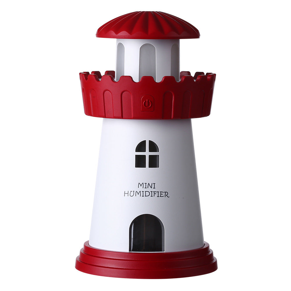 Home Lighthouse Humidifier Ultrasonic Aroma Diffuser Decorative LED Air Moisturizer for Bedroom and Living Room