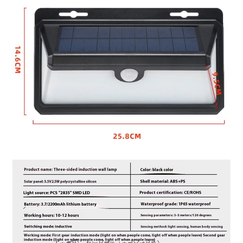 Outdoor Solar Motion Sensor Wall Light LED Garden Courtyard Lamp for Balcony Villa Exterior Lighting