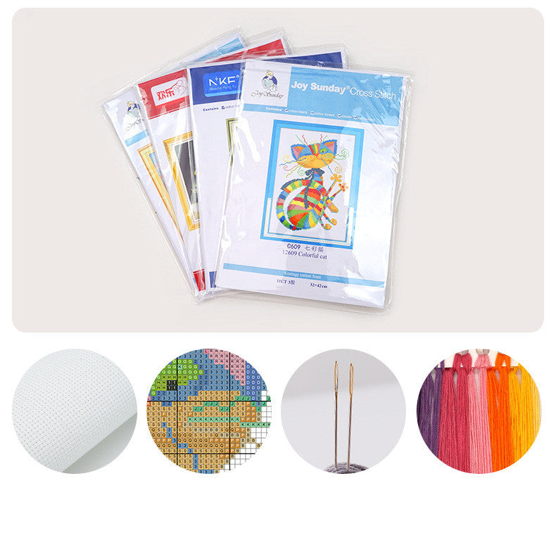 Suburban Landscape Cross Stitch Kit – DIY Embroidered Fabric Decorative Painting Set