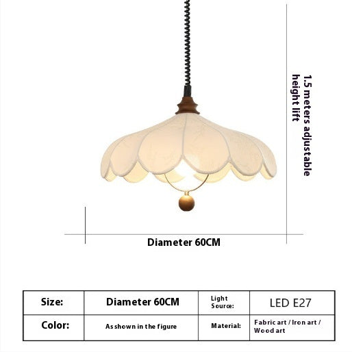 French Retro Cream Chandelier – Retractable Dining & Living Room Light