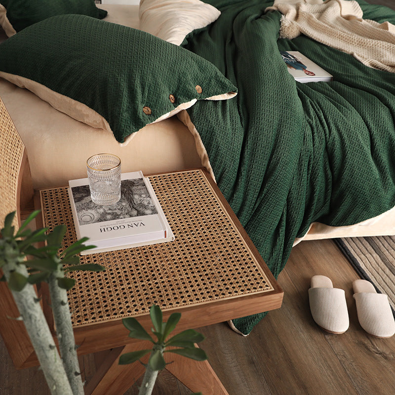4-Piece Bedding Set Soft Comforter Duvet Cover Bed Sheets Pillowcases Cozy Bedroom Home Textile Set