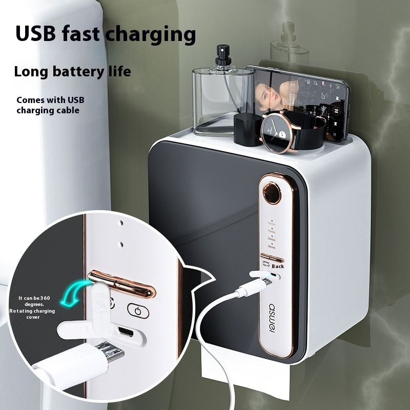 Smart Aromatherapy Tissue Box Holder – Waterproof Punch-Free Bathroom Toilet Paper Storage Rack