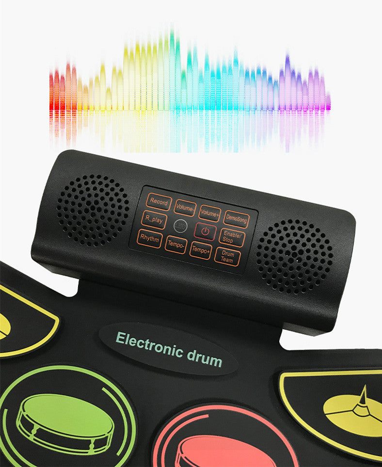 Portable Electronic Drum Set Hand Rolled Folding Silicone Jazz Drum with Bluetooth Color Practice Pad