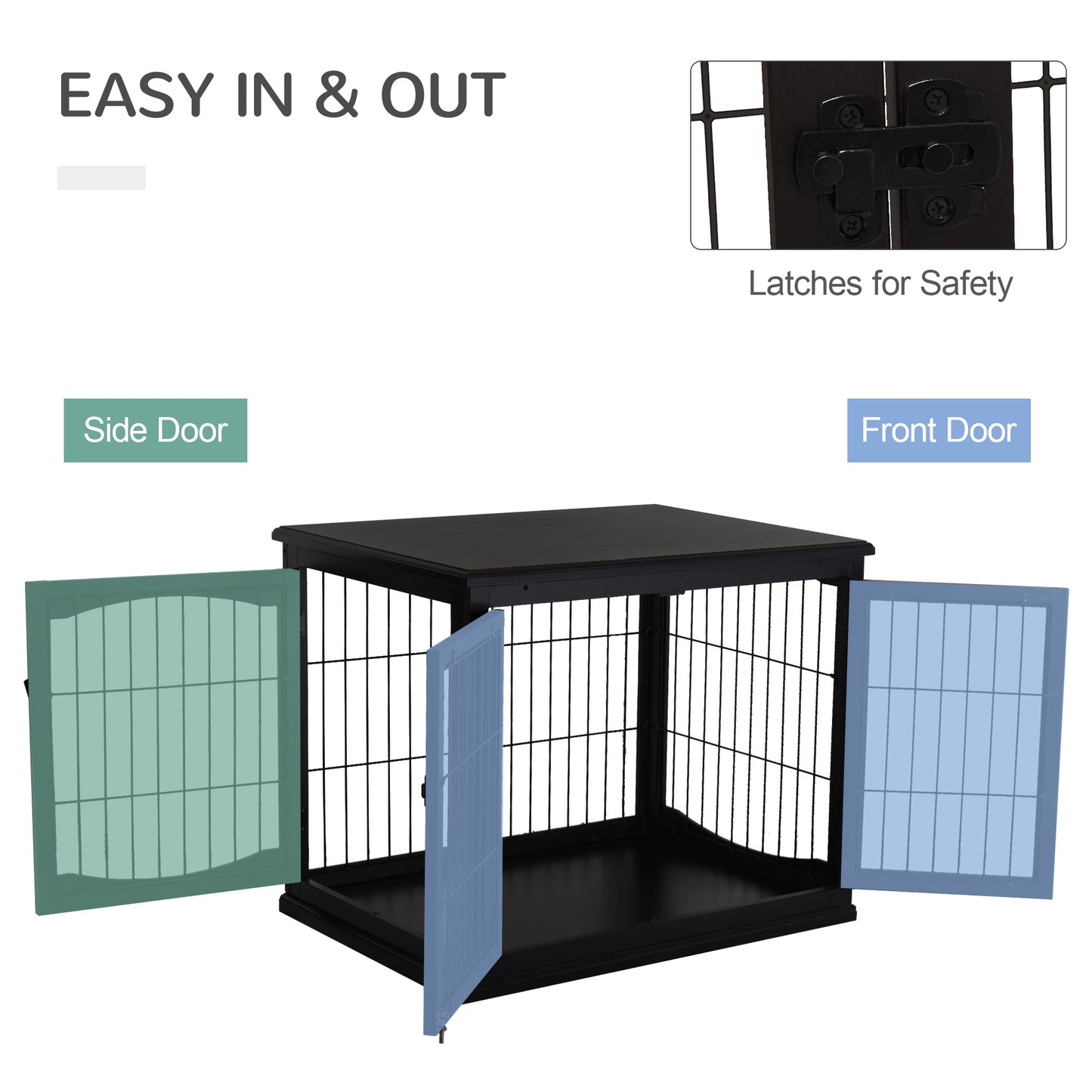 32 Inch Dog Crate Furniture Small Dog Cage End Table with 2 Doors Lockable Puppy Kennel Indoor Black