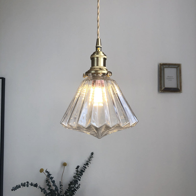 Japanese-Style Brass & Glass Pendant Light – Elegant Modern Ceiling Lamp