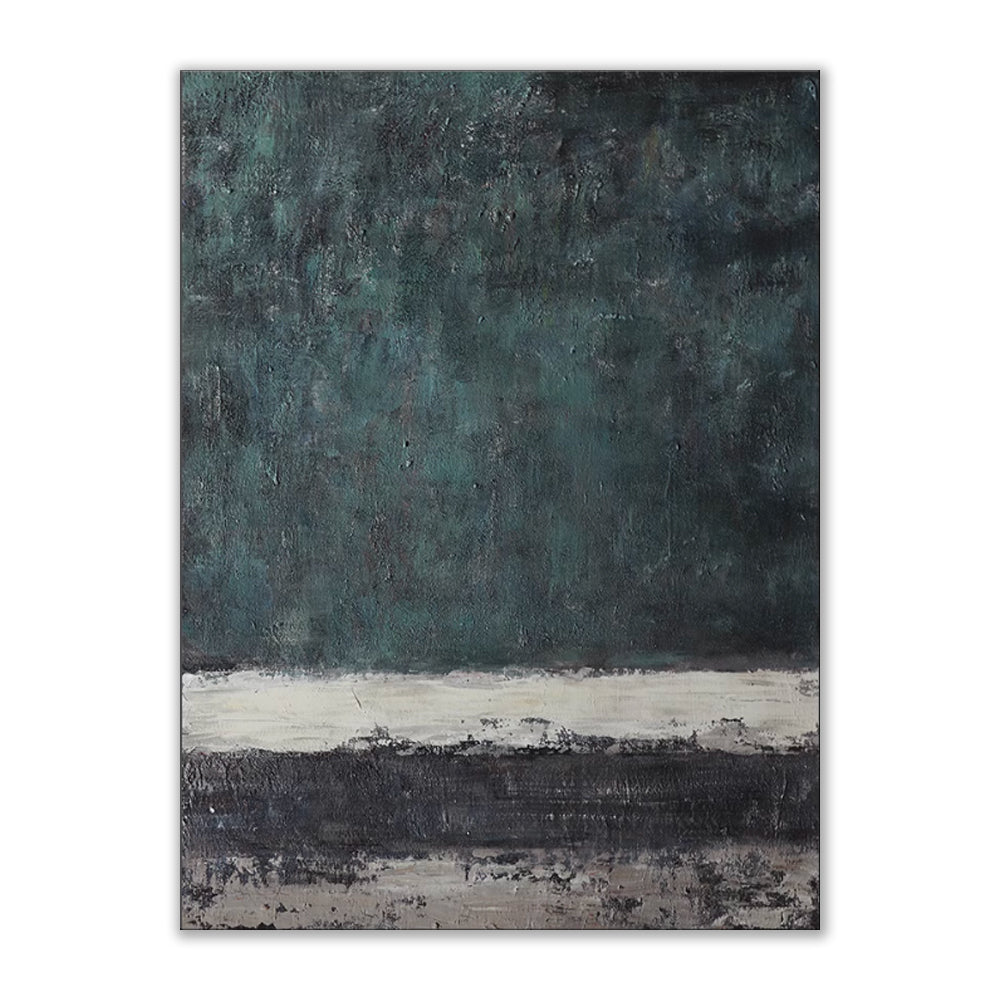 Large Handmade Abstract Painting โ Retro Green Wabi-Sabi Texture Wall Art for Living Room Decor
