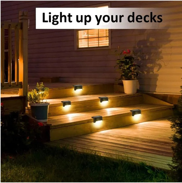 8 Pack Solar Deck Lights Outdoor Waterproof LED Step Lights for Stairs Fence Garden Lighting