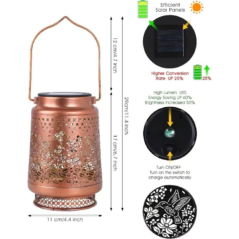 Solar Hummingbird Barn Lantern Outdoor Waterproof Projection Lamp Decorative Courtyard Garden Hanging Light