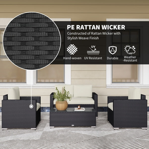 Outdoor Patio Furniture Set Multi-Piece Garden Sofa Table Set Weather Resistant Rattan Seating