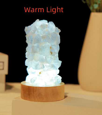 Natural Amethyst Crystal Night Light USB Plug In Mini Gemstone Lamp for Bedroom Desk Home Decor