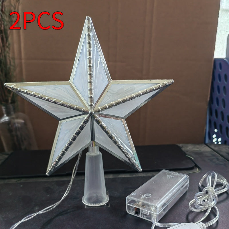 Christmas Tree Top Star Light USB Battery Powered LED Decoration with Two Lighting Modes