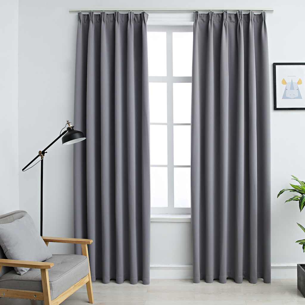 Blackout Curtains with Hooks – 2-Piece Room Darkening Window Drapes