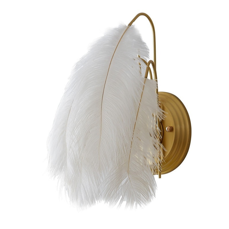 Nordic Feather Wall Lamp Modern Minimalist Bedroom Princess Room Decorative Wall Sconce Light