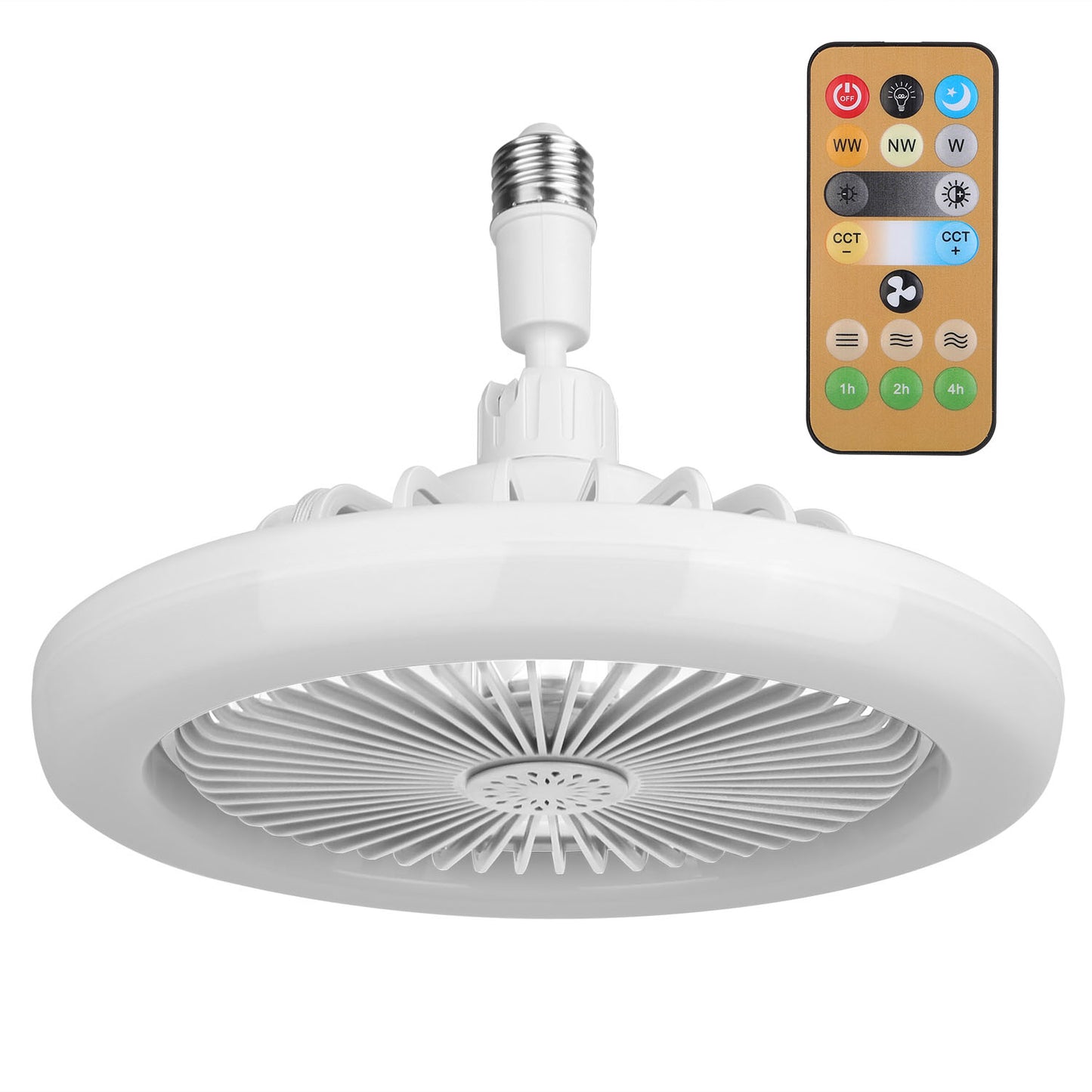 Ceiling Fan with Light Remote Control E27 Socket 9.44in Dimmable LED Fan Light 3 Speed Timer Bedroom Ceiling Fan White Grey