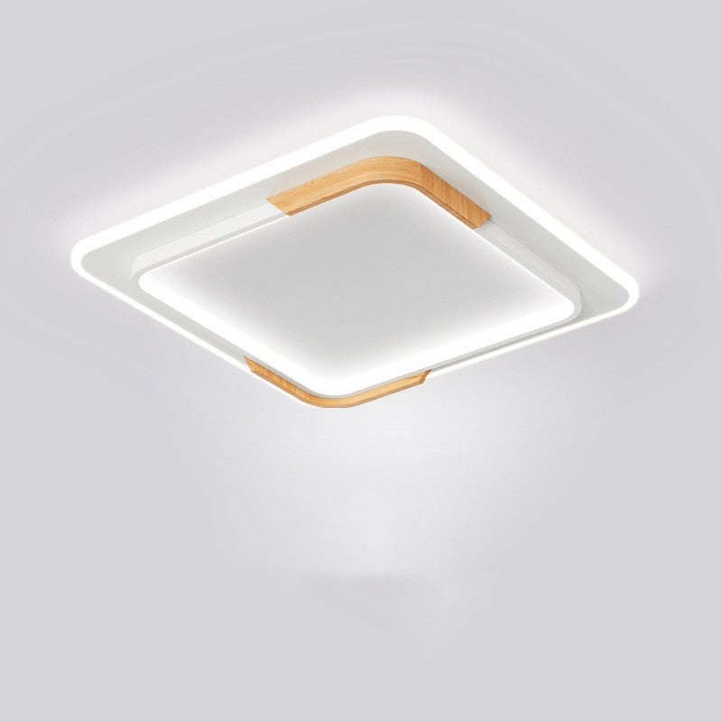 Round Wood Grain LED Ceiling Light Modern Bedroom Ceiling Lamp for Living Room Home Decor