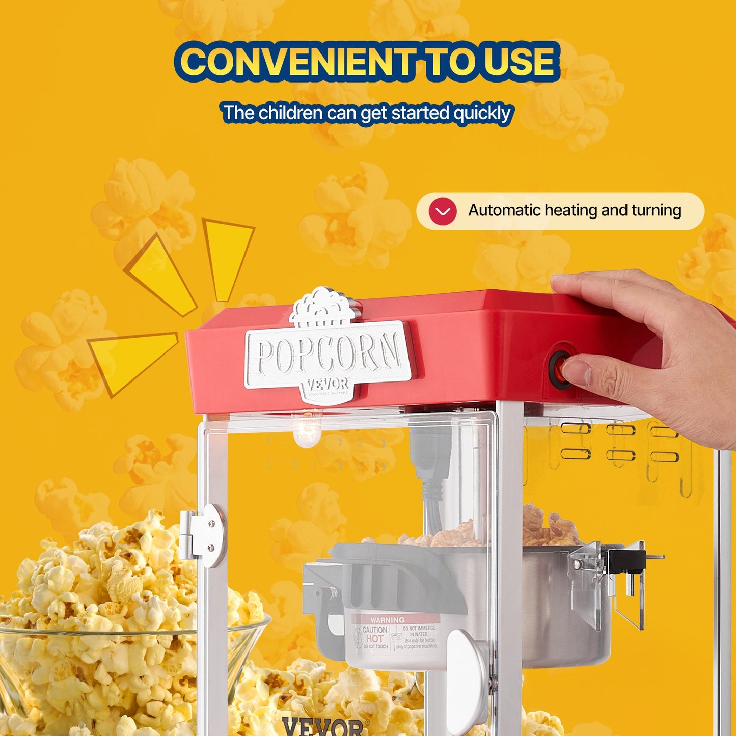 Tabletop Popcorn Maker 480W 4 Oz Electric Popcorn Machine for Home and Party Use Red
