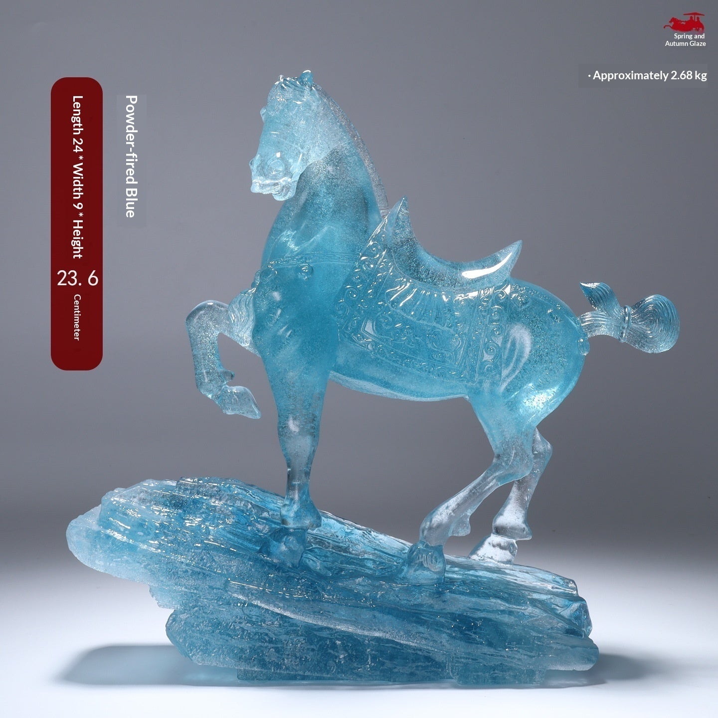 Lustrous Glazed Imperial Horse Figurine Red Flower Hawk Motif Decorative Ceramic Statue Home Decor