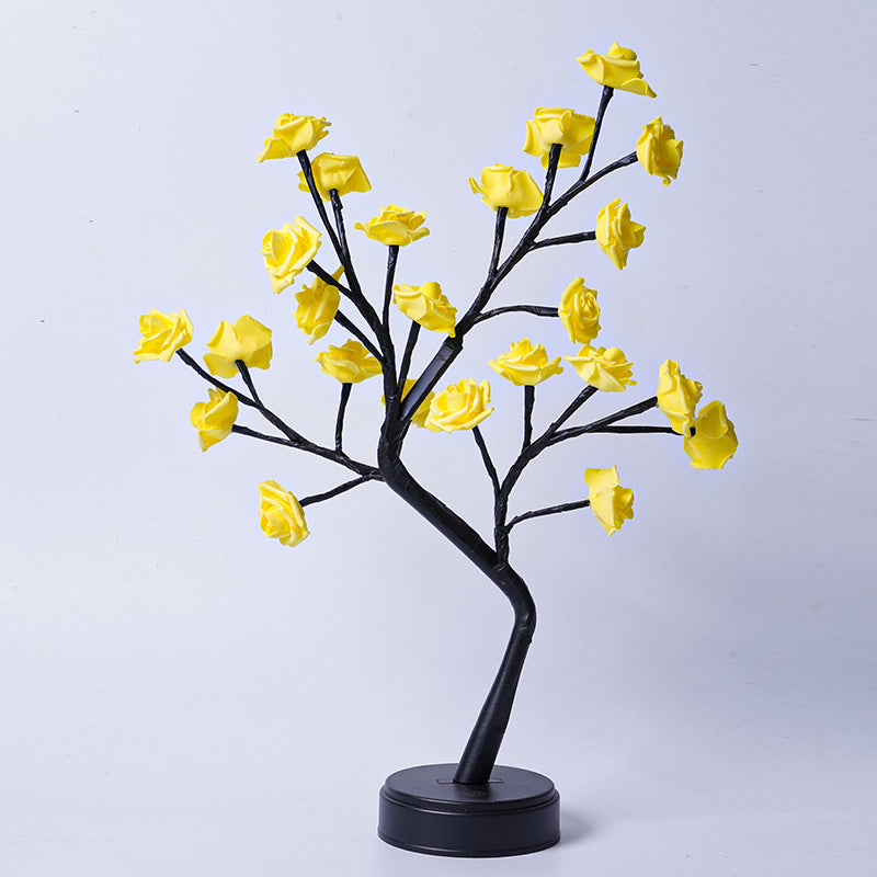 Flower Tree Rose Table Lamp Fairy LED Desk Night Light USB Powered Romantic Wedding & Valentine Decoration Gift