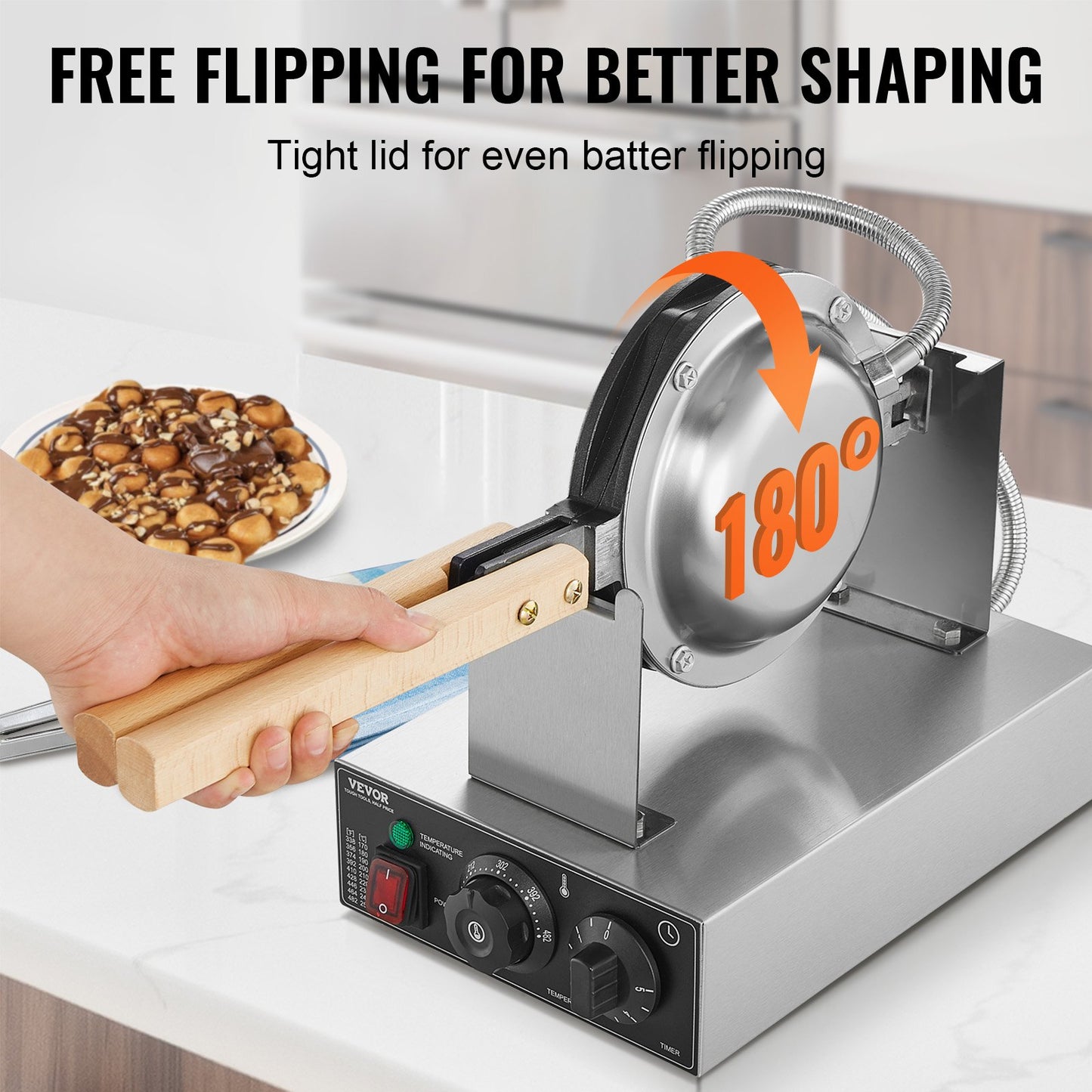 1400W Commercial Bubble Waffle Maker Non-Stick Egg Pancake Baker Machine for Café and Restaurant Use