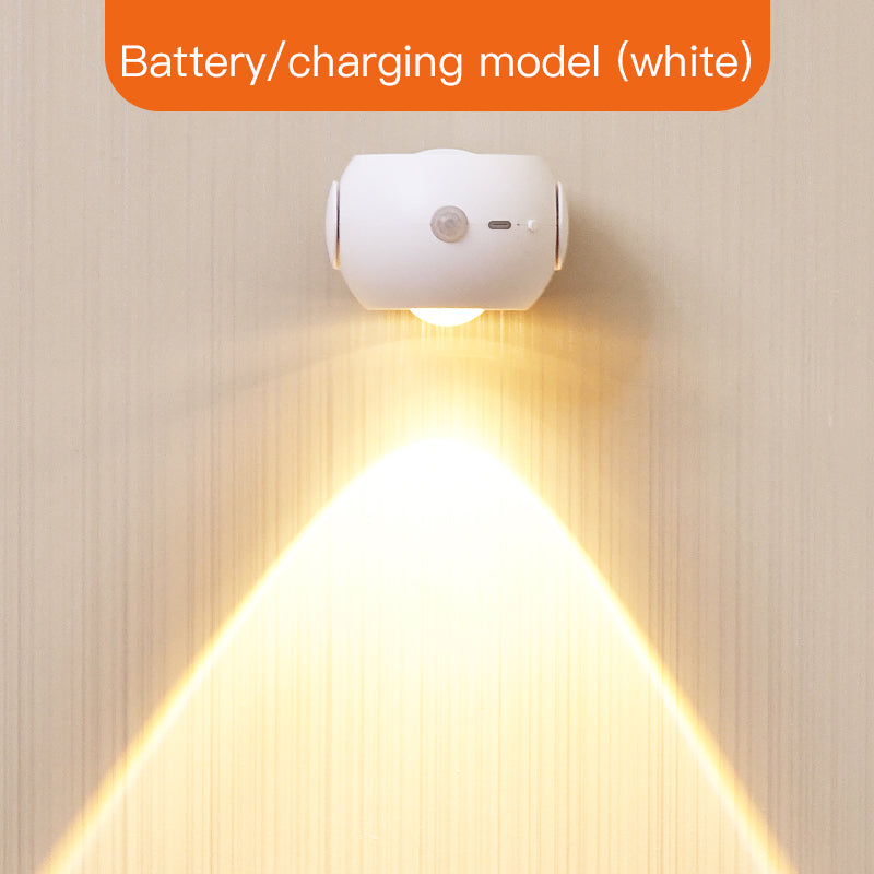 Adjustable Angle Human Sensing Wall Light Wireless Sunset Indoor Spotlight Rechargeable Corridor Living Room Lamp