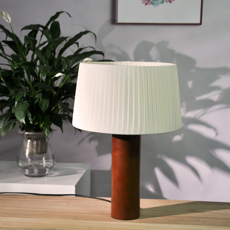 Korean Style Solid Wood Pleated Table Lamp for Living Room, Study & Bedroom | Elegant Bedside Lighting